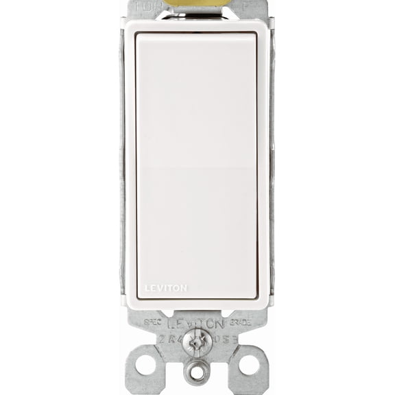 Leviton 5603 15A Toggle Switch — Decora® Rocker-Style Design in White — 15A 277V — UL Listed for US Residential Electrical Code Compliance, Drop-in NEC-Standard Wiring