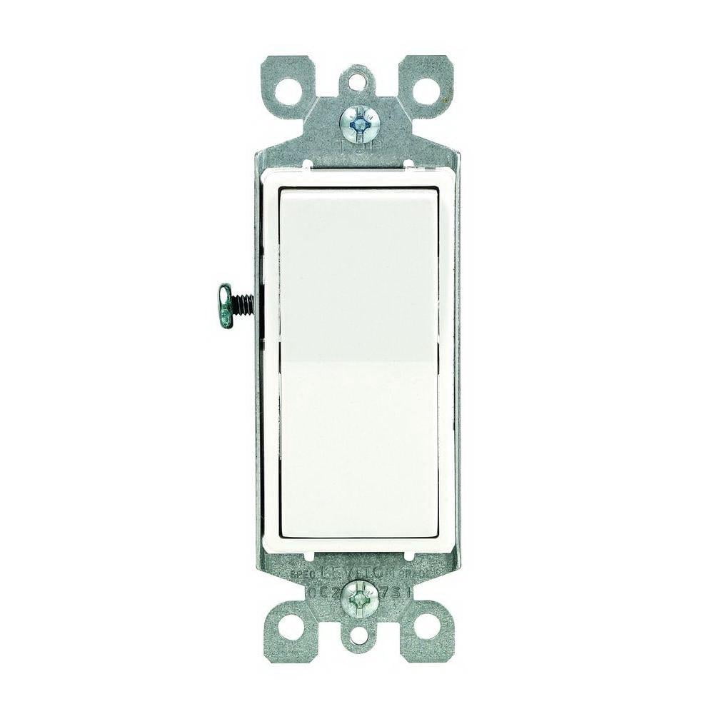 Leviton 15 Amp, 120/277V Decora Rocker 3-Way AC Quiet Switch, 5-Pack, 5603-2WM, White