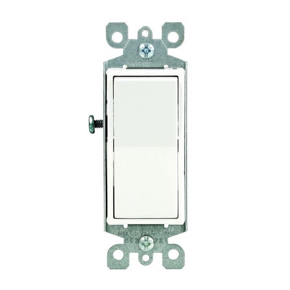 Leviton 15 Amp, 120/277V Decora Rocker 3-Way AC Quiet Switch, 5-Pack, 5603-2WM, White