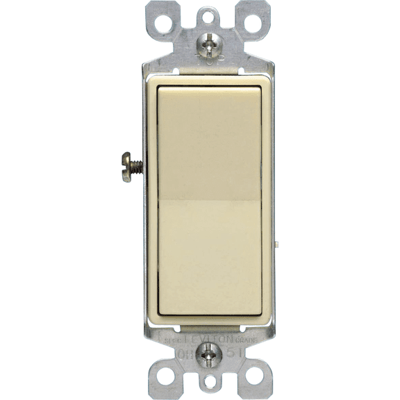 Leviton 5604 15A Toggle Switch  Decora Rocker-Style Design in Ivory  15A 277V  UL Listed for US Residential Electrical Code Compliance, Drop-in NEC-Standard Wiring