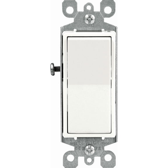 Leviton 5604 15A Toggle Switch — Decora® Rocker-Style Design in White — 15A 277V — UL Listed for US Residential Electrical Code Compliance, Drop-in NEC-Standard Wiring