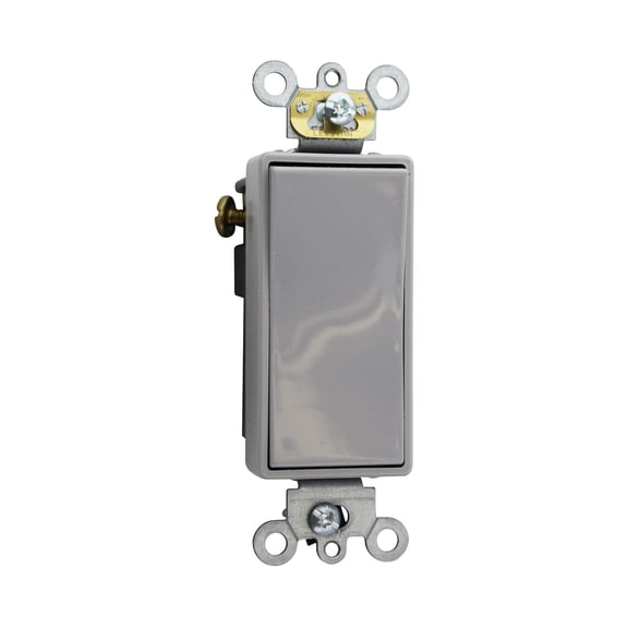 Leviton 5621-2GY 20-Amp 120/277-Volt Decora Plus Rocker Single-Pole AC Quiet Switch, Gray