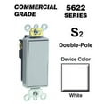 thumbnail image 1 of Leviton 5622-2W Rocker Switch Decora Double-Pole 20 Amp 120/277 VAC Self-Grounding Commercial Grade Back and Side Wired - White, 1 of 5