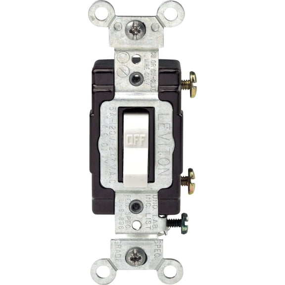 Leviton C22-05501-LHW 15 Amp White Wired Light Toggle Switch