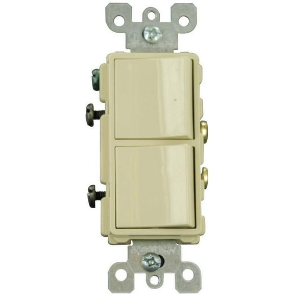 Leviton Decora Combination Rocker Switch 5634-I - 15 Amp, Single-Pole, Commercial Grade - Ivory