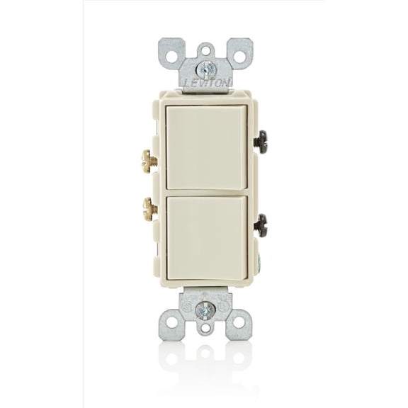 Leviton 5634-TS Decora 5634-T 15 Amp, 120/277 Volt Single-Pole AC Combination Switch, Light Almond