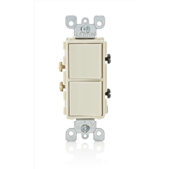 Leviton 5634-TS Decora 5634-T 15 Amp, 120/277 Volt Single-Pole AC Combination Switch, Light Almond
