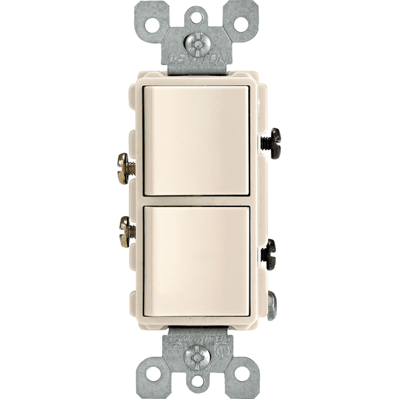 Leviton 5634-TS Decora 5634-T 15 Amp, 120/277 Volt Single-Pole AC Combination Switch, Light Almond — Home & Garage Storage, Stackable Design