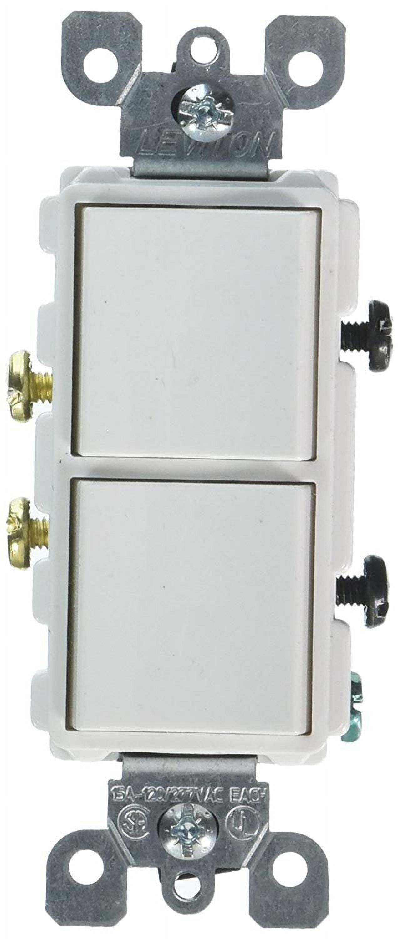 Leviton 5634-W 15 Amp, 120/277 Volt, Decora Single-Pole, AC Combination Switch, Commercial Grade, Grounding, White