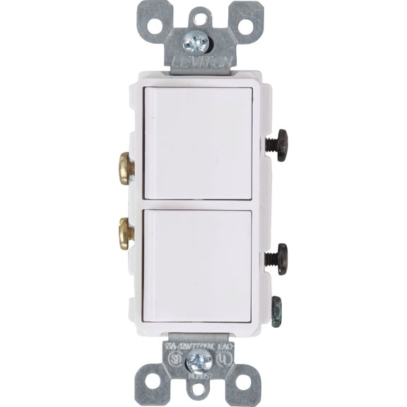 Leviton 5634-W 15 Amp, 120/277 Volt, Decora Brand Style Single-Pole, AC Combination Switch, Commercial Grade, Grounding, White