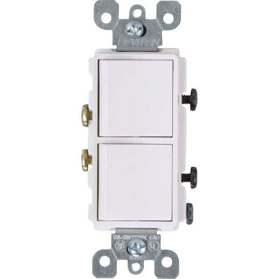 Leviton 5634-W 15 Amp, 120/277 Volt, Decora Brand Style Single-Pole, AC Combination Switch, Commercial Grade, Grounding, White