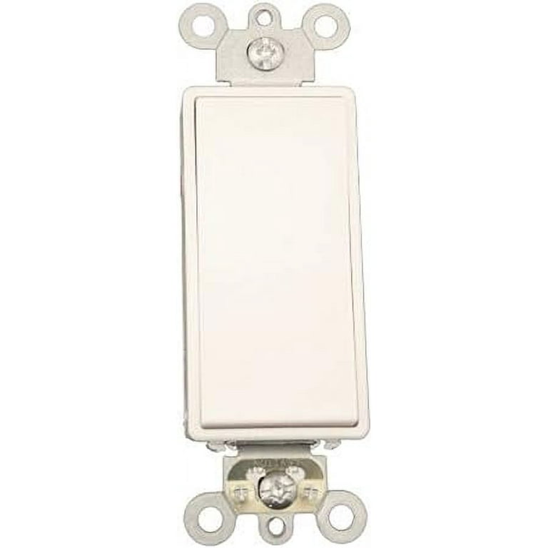 15 Amp Decora Plus Commercial Grade Single Pole Double-Throw Center-Off Momentary Contact Rocker Switch, White 15 Amp Decora Plus Commercial Grade Single Pole Double-Throw Center-Off Momentary Contact Rocker Switch, White