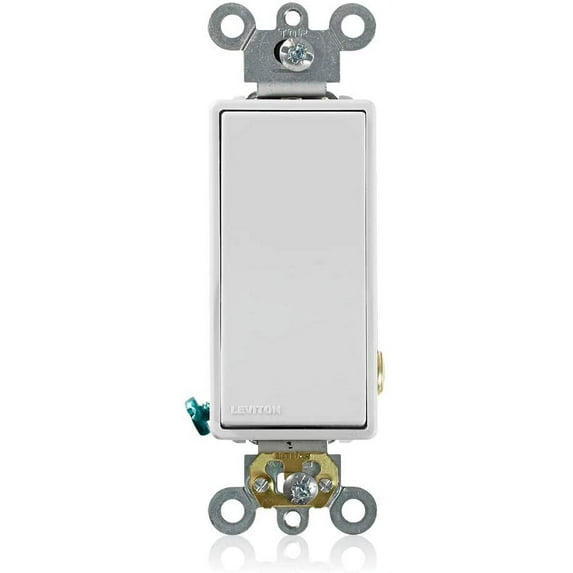 Leviton 5691-2W 15 Amp, 120/277 Volt, Decora Plus Rocker Single-Pole AC Quiet Switch, Commercial Grade