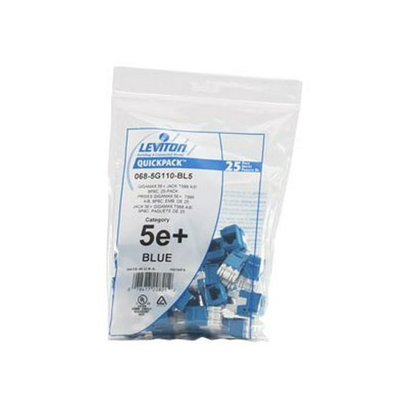 Leviton 5G110-BL5 Category 5e Plus QuickPort Snap-In Connector Pkg 25 - Blue (Pkg of 3)
