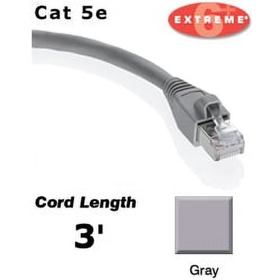 Leviton 5S460-3S 3-Foot Cat 5e Shielded Patch Cord - Gray