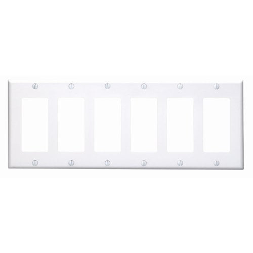 Leviton White Thermoset 6-Gang Standard Size Decora Device Mount Wallplate 80436-W