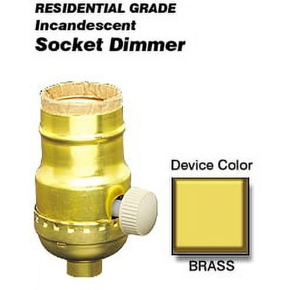 Leviton 6151 Incandescent Lamp Holder Socket Dimmer, Metal Finish, Brass Color