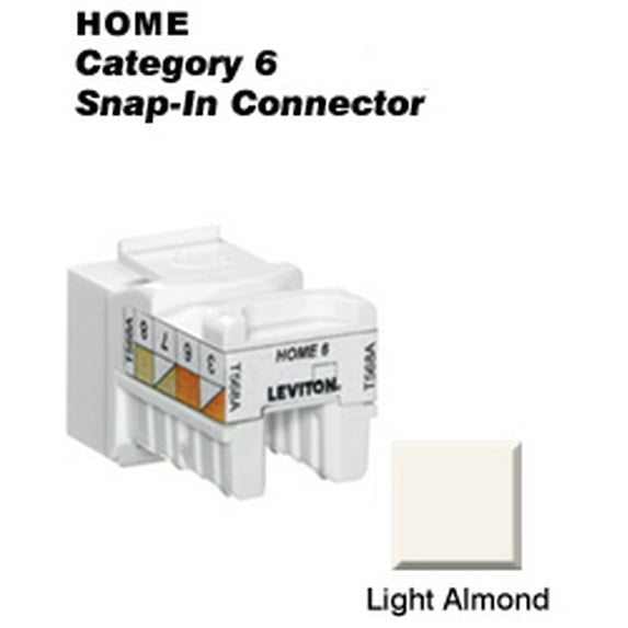 Leviton 61HOM-RT6 Home 6 Snap-In Connector, T568A/B Wiring, Light Almond