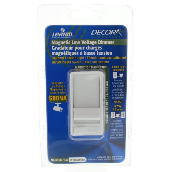 Leviton 6618-PLW Low-Voltage Magnetic Slide dimmer On/Off Preset Switch 3 Way White
