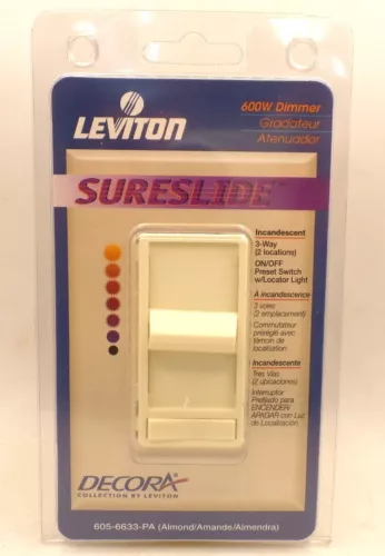 Leviton 5693-2 15-Amp 120/277-Volt Decora Plus Rocker Interruptor silencioso de 3 vías AC, color marrón