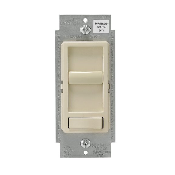 Leviton Decora SureSlide Dimmer 6674-P0T - 3-Way CFL/LED - 6 Pack, Light Almond