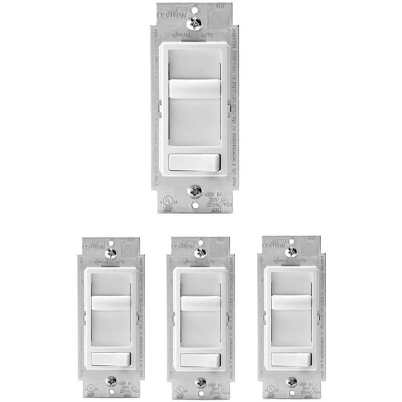 Leviton Slide Dimmer Single-Pole Switch 6674-P0W - 120 V - 4-Pack, White