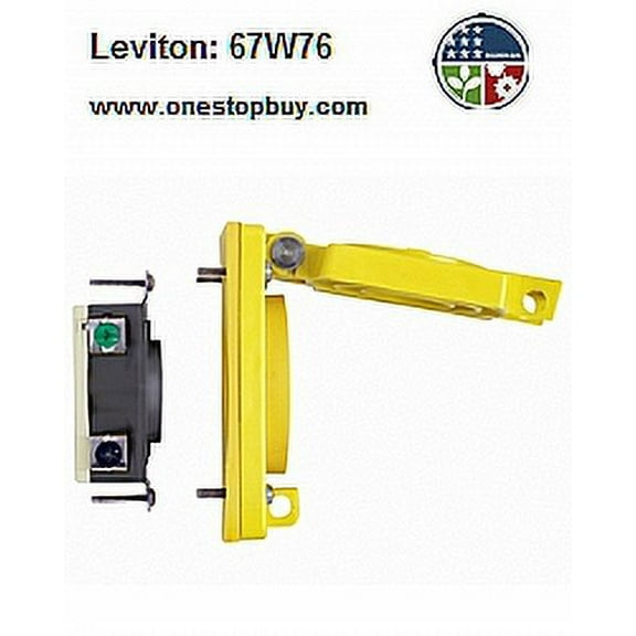 Leviton 67W76 Flush Receptacle w/Cover Locking Blade Wetguard L16-20R 20A 480V 3-Phase 3P4W Grounding - Yellow