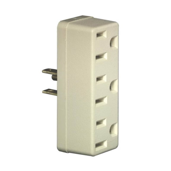 Leviton 697-I 15 Amp, 125 Volt, Triple Outlet Adapter, Ivory