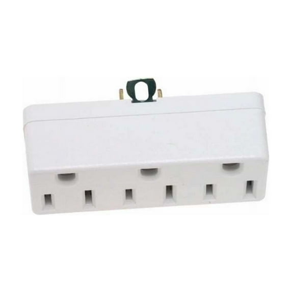Leviton 698-W 20 Pack 15 Amp, 125 Volt, Grounding Triple Outlet Adapter, White