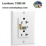 Leviton 20 Amp, 125 Volt, Decora Plus Duplex Surge Suppressor Receptacle, Straight Blade, Industrial Grade, Surge with Indicator Light, 7380-W, White