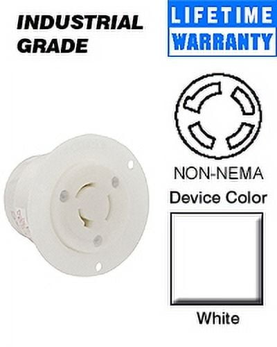 Leviton 7409-C Flanged Outlet Locking Blade Non-NEMA 20A 120/208V 3PY 4P4W Non-Grounding - White