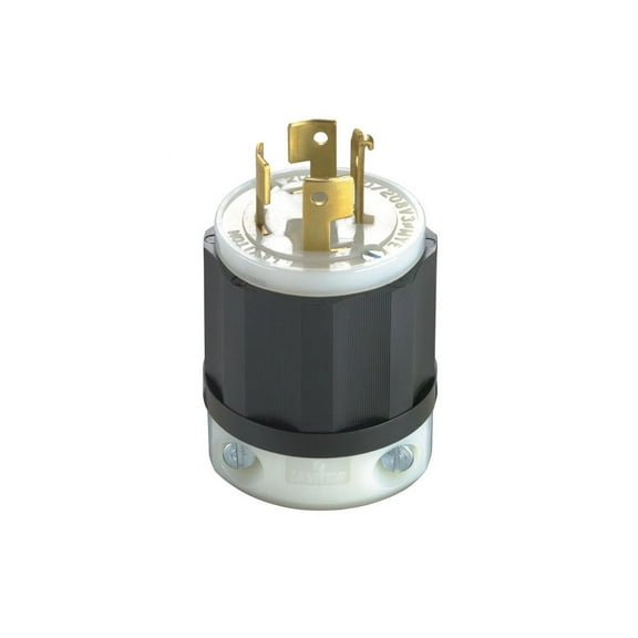 Leviton 07411-00C Plug Industrial Nylon Non-Grounding Non-NEMA 4 Pole 4 Wire Bulk Black/White