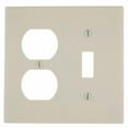 thumbnail image 1 of Leviton Toggle Switch Duplex Outlet Wall Plate - 2 Gang, Light Almond, Smooth Plastic, 1 of 2