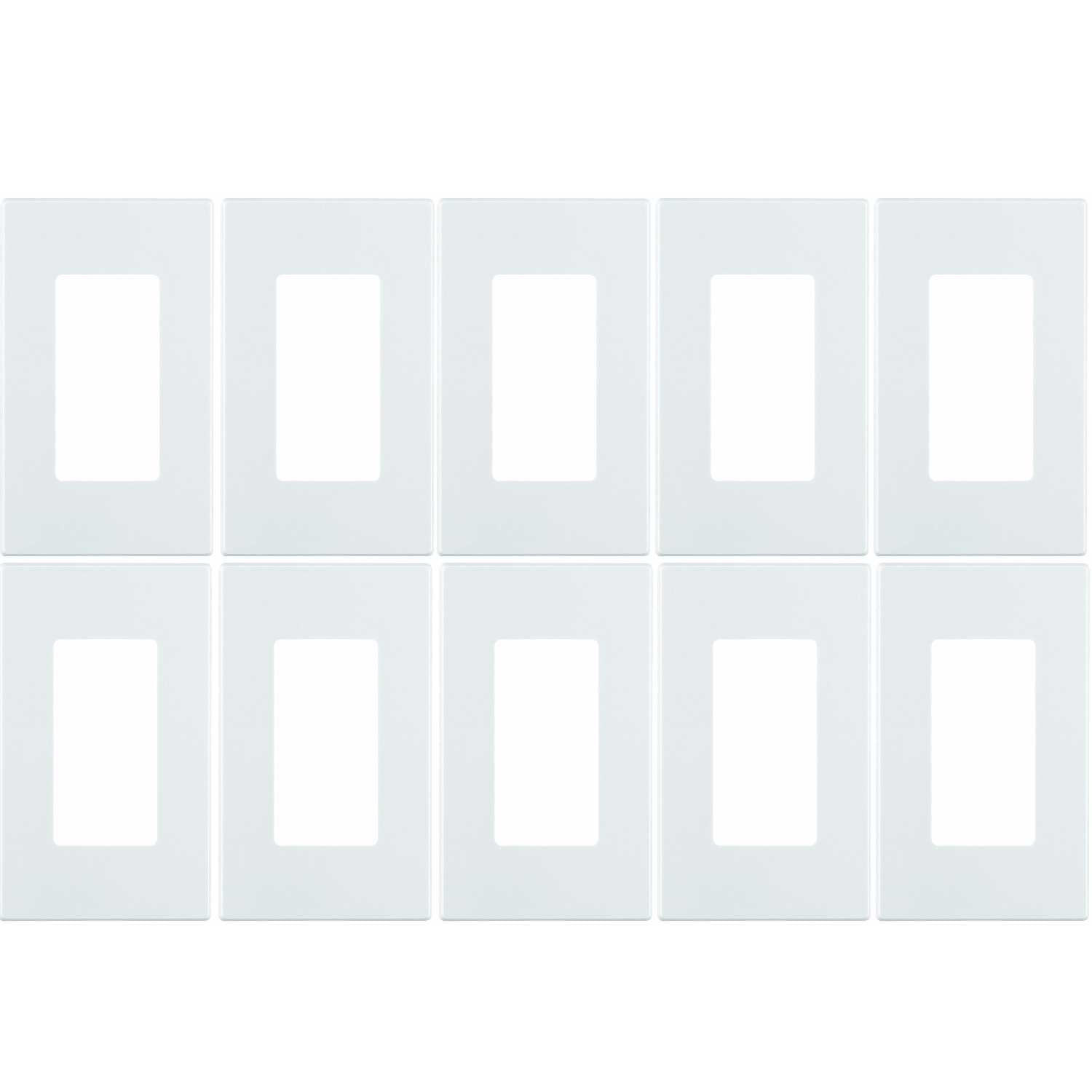 Leviton 80301-SW 1-Gang Decora Plus Wallplate Screwless Snap-On Mount