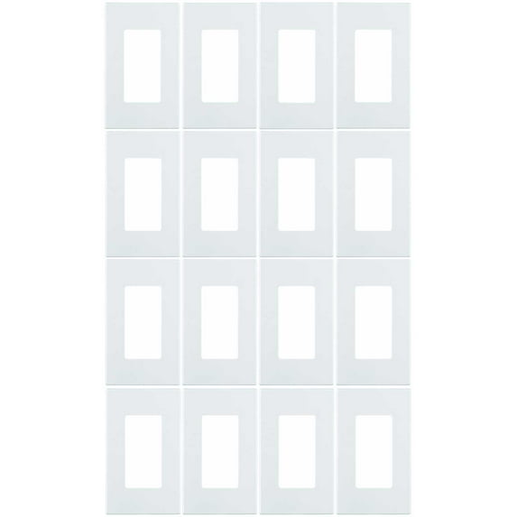 Leviton 80301-SW 1-Gang Decora Plus Wallplate Screwless Snap-On Mount 16 Pack, White