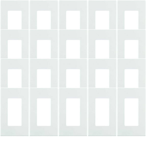 Leviton Decora Plus Decorator Wallplate 80301-SW - Screwless Snap-On - 1-Gang, White, 20 Pack