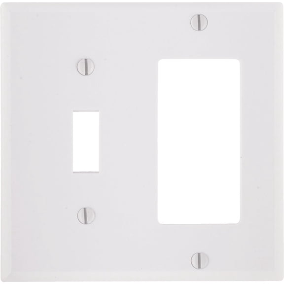 Leviton Wall Plate 80405-W Combination Toggle Switch Decora Style - 2 Gang - White