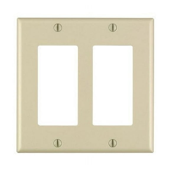 Leviton Decora 2 Gang Decorator/Rocker Switch Wall Plate - Ivory - Standard Size