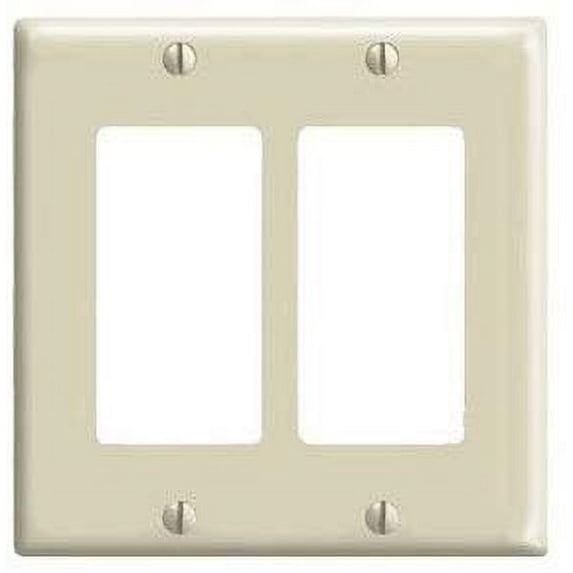 Leviton 80409-NI 2-Gang Decora GFCI Rocker Switch Wall Plate, Standard Size Cover, Unbreakable Nylon, Device Mount, Ivory