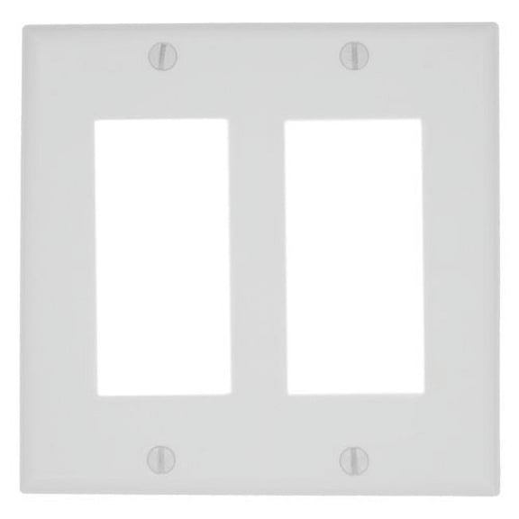 Leviton 80409-NW Wallplate, 4-1/2 in L, 4.56 in W, 2 -Gang, Nylon, White
