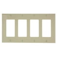 thumbnail image 1 of Leviton 80412-NI 4-Gang Decora GFCI Rocker Switch Wall Plate, Standard Size Cover, Unbreakable Nylon, Device Mount, Ivory, 1 of 2
