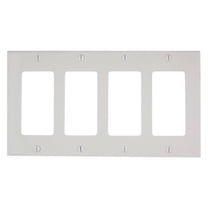 Leviton 80412-NW 4-Gang Decora GFCI Rocker Switch Wall Plate, Standard Size Cover, Unbreakable Nylon, Device Mount, White