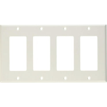 Leviton 80412-W 4-Gang Decora/GFCI Device Decora Wallplate, Standard Size, Thermoset, Device Mount, 10-Pack, White
