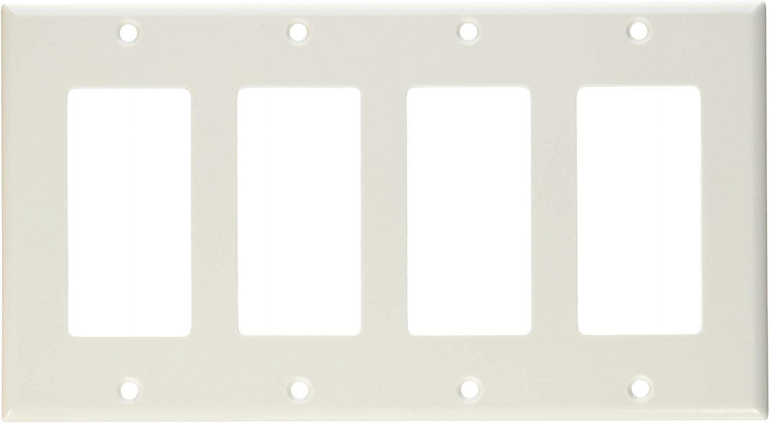 Leviton 80412-W 4-Gang Decora/GFCI Device Decora Wallplate, Standard Size, Thermoset, Device Mount, 10-Pack, White - image 1 of 2