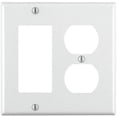 thumbnail image 1 of Leviton 2-Gang Combination Wallplate Decora Duplex - Thermoset, White, 1 Pack, 1 of 4