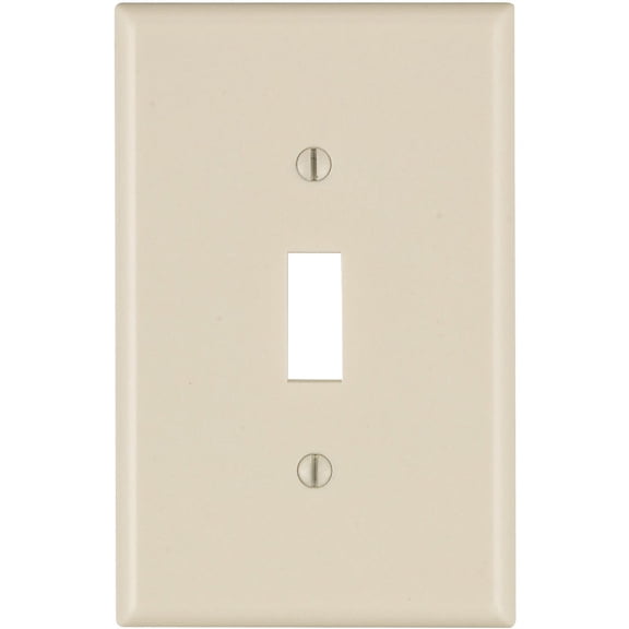 Leviton 80501-A 1-Gang Toggle Light Switch Wall Plate, Midway Size Cover, Thermoset Plastic, Almond