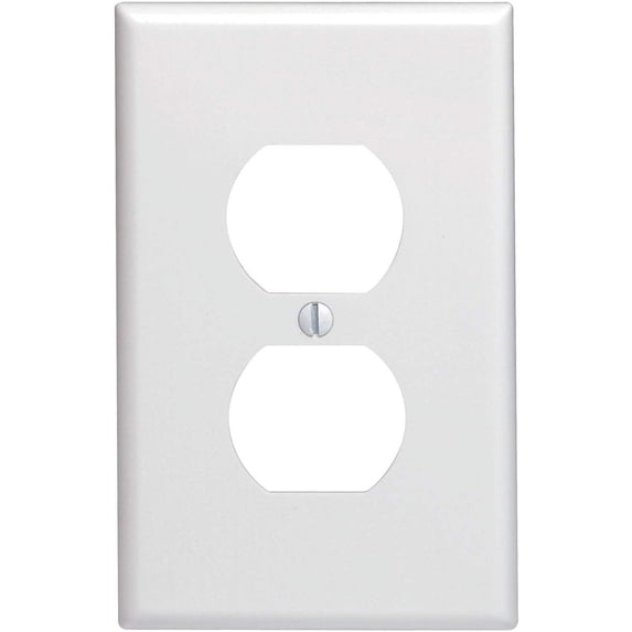 Leviton 80503-W 1-Duplex Receptacle Midway Size Wall Plate, 1 Gang, 4-7/8 In L X 3-1/8 In W 0.255 In T, 1-Pack, White