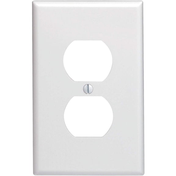 Leviton 80503-W 1-Duplex Receptacle Midway Size Wall Plate, 1 Gang, 4-7/8 In L X 3-1/8 In W 0.255 In T, 1-Pack, White