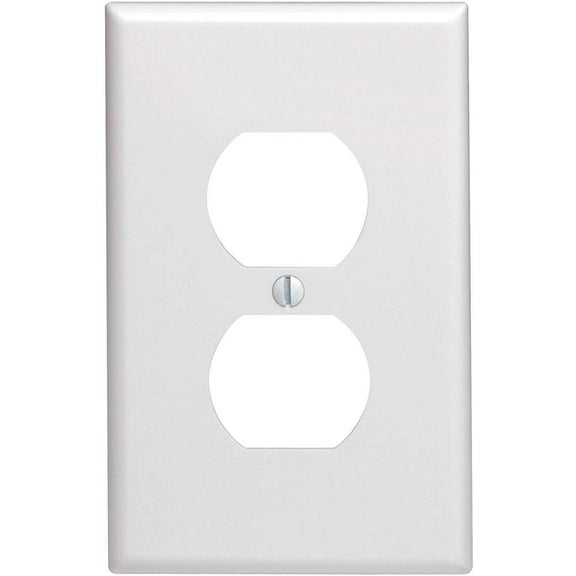 Leviton 80503-W 1-Duplex Receptacle Midway Size Wall Plate, 1 Gang, 4-7/8 In L X 3-1/8 In W 0.255 In T, 1-Pack, White