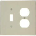 thumbnail image 1 of Leviton 80505-I 1-Toggle 1-Duplex Midway Size Wall Plate, 2 Gang, 4.875 In L X 4.94 In W 0.255 In T, 1-Pack, Ivory, 1 of 2